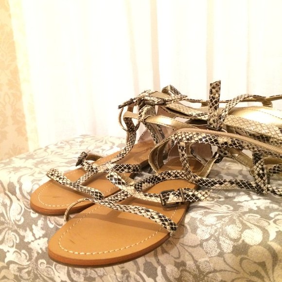 BCBG Gladiator Sandals, python snakeskin pattern - Picture 5 of 14